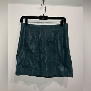Free People 2 Dark Green Vegan Leather Mini Skirt